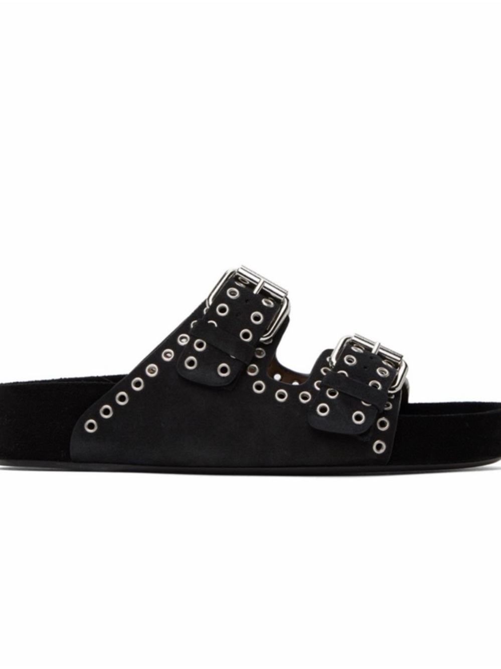 Isabel Marant Black Suede Double-Buckle Studded Sandals Lennyo - Picture 11 of 12